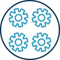 Gears Line Blue Two Color Icon vector