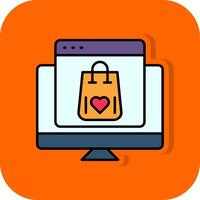 Online Shop Filled Orange background Icon vector