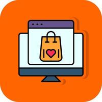 Online Shop Filled Orange background Icon vector
