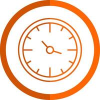 reloj línea naranja circulo icono vector