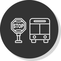 autobús detener línea gris circulo icono vector