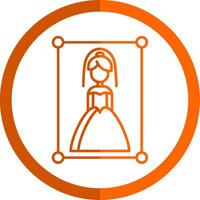 Boda fotografía línea naranja circulo icono vector