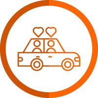 Boda coche línea naranja circulo icono vector