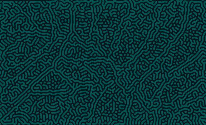 Blue Turing reaction diffusion pattern with abstract motion