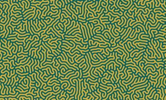 Yellow and green turing lines organic shape patterns background design vector