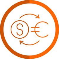 dinero intercambiar línea naranja circulo icono vector