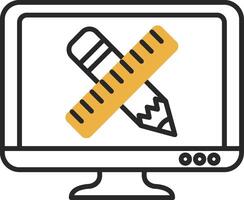 Pencil And Ruler Skined Filled Icon vector