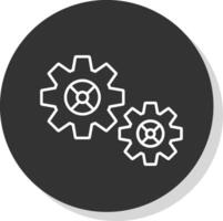 Gear Line Grey Circle Icon vector