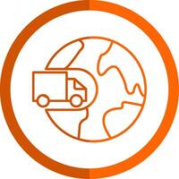 International Shipping Line Orange Circle Icon vector