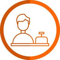 Shop Assistant Line Orange Circle Icon vector