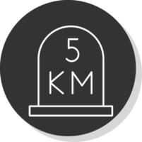 kilometer Line Grey Circle Icon vector