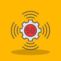 5G Filled Shadow Icon vector