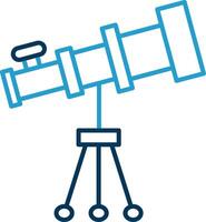 telescopio línea azul dos color icono vector