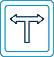 T Junction Line Blue Two Color Icon vector