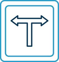 T Junction Line Blue Two Color Icon vector