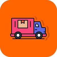 entrega camión lleno naranja antecedentes icono vector