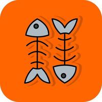 Fishbone Filled Orange background Icon vector