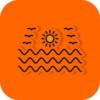 Sea Water Filled Orange background Icon vector