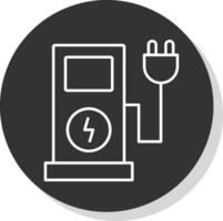 Electric Charge Line Grey Circle Icon vector