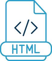 html línea azul dos color icono vector