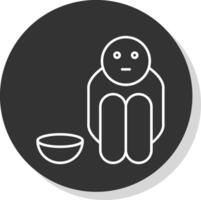 Hunger Line Grey Circle Icon vector