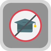 No Education Flat Round Corner Icon vector