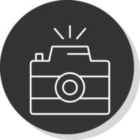 Photo Camera Line Grey Circle Icon vector