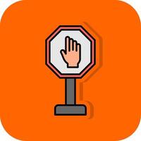 Stop Filled Orange background Icon vector