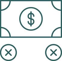 No Money Line Gradient Round Corner Icon vector