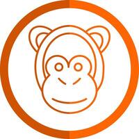 Monkey Line Orange Circle Icon vector