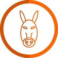 Donkey Line Orange Circle Icon vector