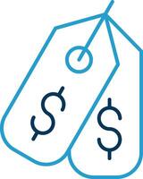 Dollar Sign Line Blue Two Color Icon vector