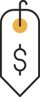 Dollar Sign Skined Filled Icon vector