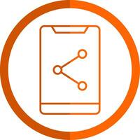 compartir línea naranja circulo icono vector