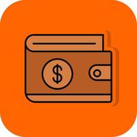 Wallet Filled Orange background Icon vector