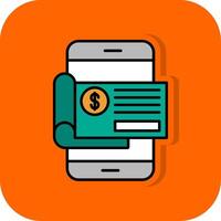 Bank Check Filled Orange background Icon vector