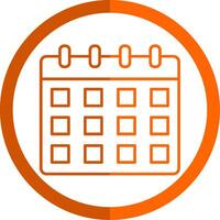 calendario línea naranja circulo icono vector