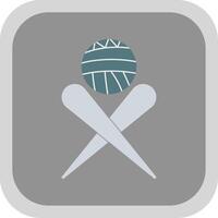 Knitting Needles Flat Round Corner Icon vector