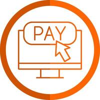 Online Payment Line Orange Circle Icon vector