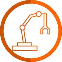 Robotic Arm Line Orange Circle Icon vector