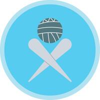 Knitting Needles Flat Multi Circle Icon vector