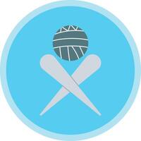 Knitting Needles Flat Multi Circle Icon vector