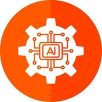 Artificial Intelligence Glyph Red Circle Icon vector