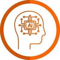 Artificial Intelligence Line Orange Circle Icon vector