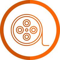 Film Reel Line Orange Circle Icon vector