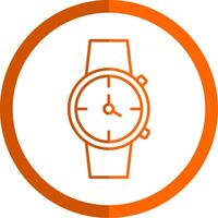 reloj línea naranja circulo icono vector
