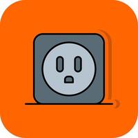 Power Socket Filled Orange background Icon vector