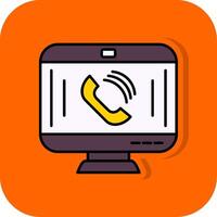 Call Filled Orange background Icon vector