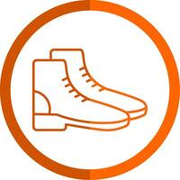 botas línea naranja circulo icono vector