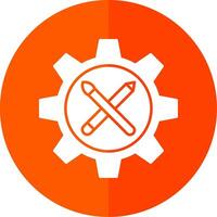 Gear Glyph Red Circle Icon vector